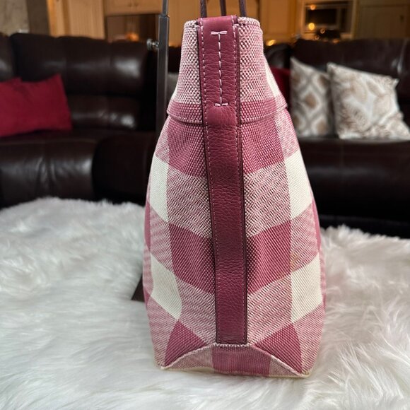 Coach Pink and Cream Checkered Tote - Picture 5 of 14